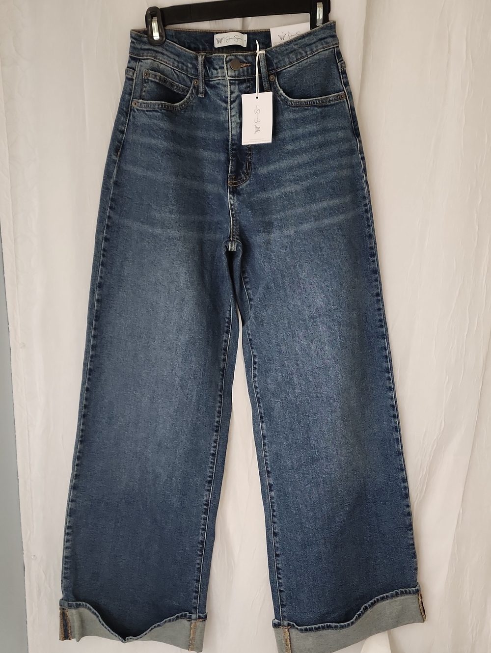 Jessica Simpson Wide Leg Flare Jeans in Medium Blue Wash